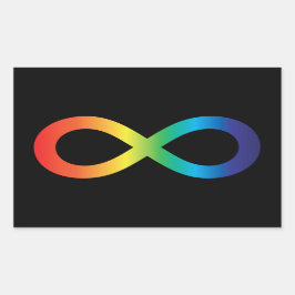 神経多様性自閉症認識受容虹 長方形シール