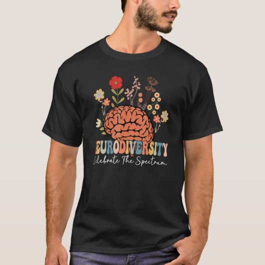 神経多様性 スペクトラムを祝おう 脳 自閉症 Tシャツ (正面)