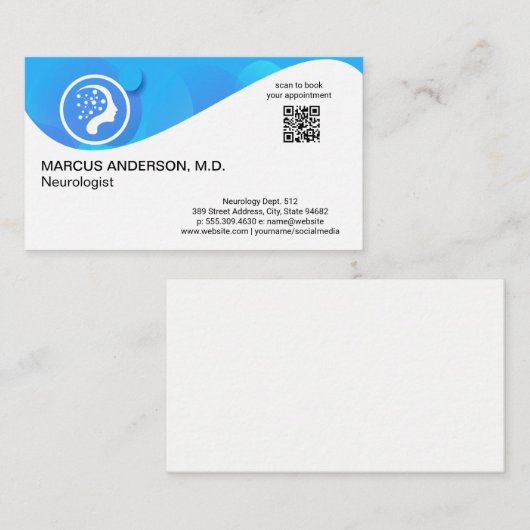 神経学のロゴ | QRコードカスタム 名刺 (正面/裏面)