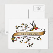 神経学を使ってツバメとスクロール ポストカード (正面/裏面)