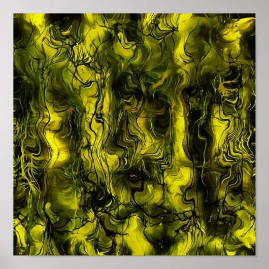 神経性エネルギー乱交抽象芸術ブラックとイエロー ポスター (正面)