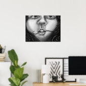 神経性癖ガールモダンモノクロアート ポスター (ホームオフィス)