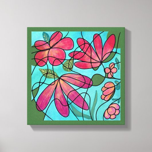 神経春の花水彩画 キャンバスプリント (正面)