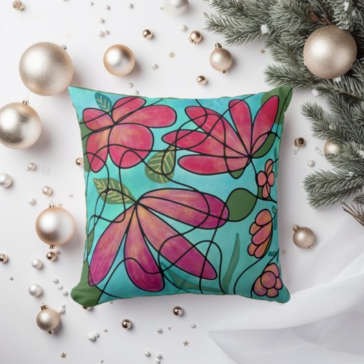 神経春の花水彩画 クッション