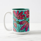 神経春の花水彩画 ツートーンマグカップ (左)
