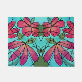 神経春の花水彩画 ドアマット