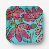 神経春の花水彩画 ペーパープレート (正面)