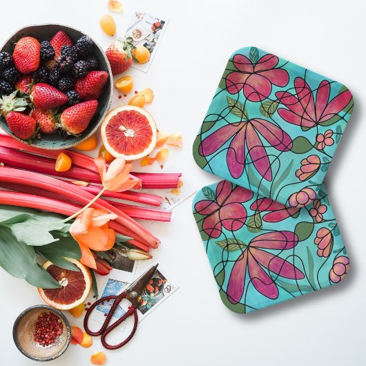 神経春の花水彩画 ペーパープレート