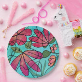 神経春の花水彩画 ペーパープレート (パーティー)