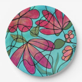 神経春の花水彩画 ペーパープレート (正面)