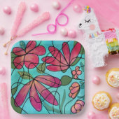 神経春の花水彩画 ペーパープレート (パーティー)