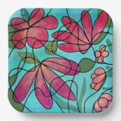 神経春の花水彩画 ペーパープレート (正面)