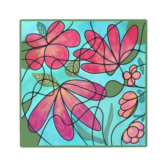 神経春の花水彩画 メタルプリント (正面)