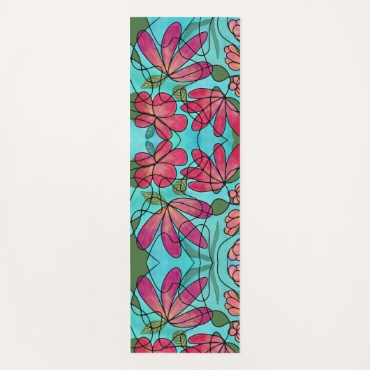 神経春の花水彩画 ヨガマット (正面)