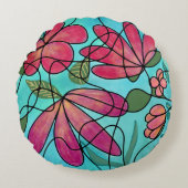 神経春の花水彩画 ラウンドクッション (正面)