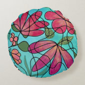 神経春の花水彩画 ラウンドクッション (裏面)