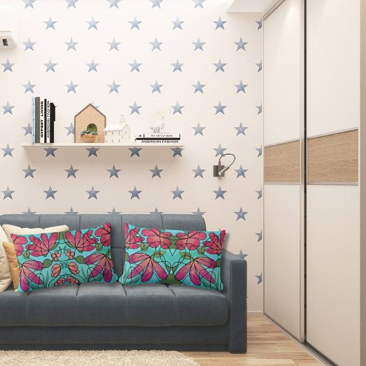 神経春の花水彩画 ランバークッション