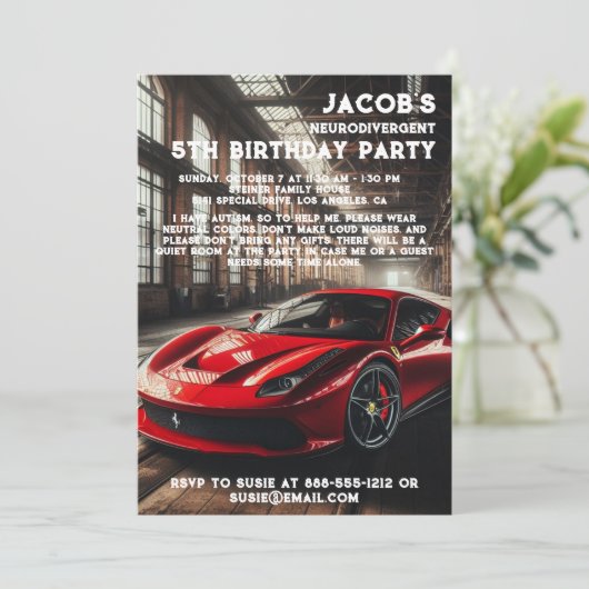 神経発散自閉症の誕生日パーティーの招待 招待状 (スタンド正面)
