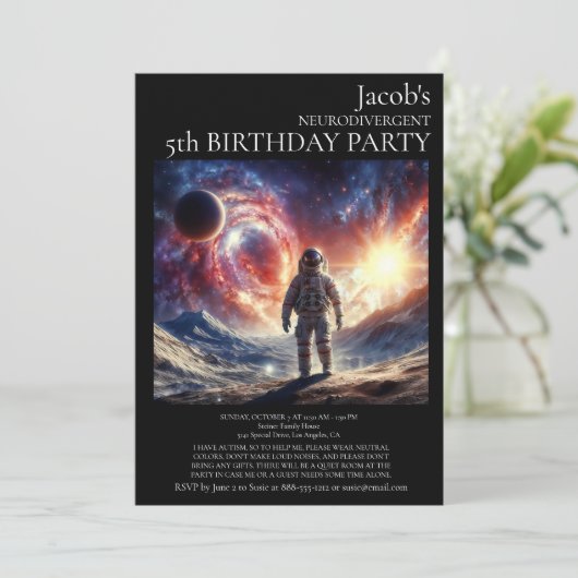 神経発散自閉症の誕生日パーティーの招待 招待状 (スタンド正面)