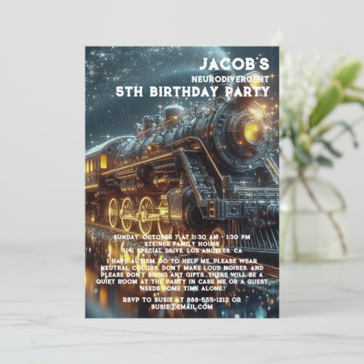 神経発散自閉症の誕生日パーティーの招待 招待状 (スタンド正面)