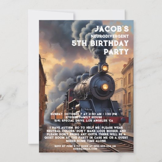 神経発散自閉症の誕生日パーティーの招待 招待状 (正面)