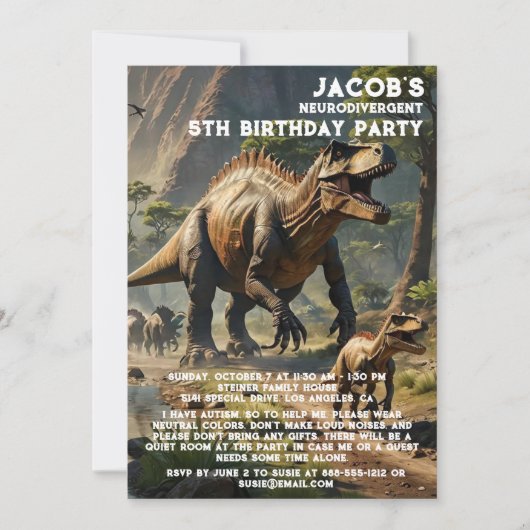 神経発散自閉症の誕生日パーティーの招待 招待状 (正面)