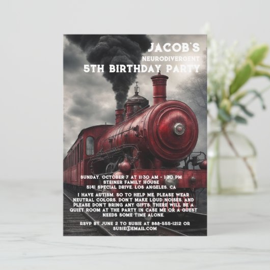 神経発散自閉症の誕生日パーティーの招待 招待状 (スタンド正面)