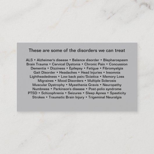 神経科医の医療用神経学の名刺 名刺 (裏面)