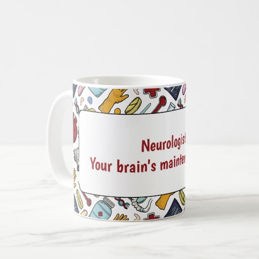 神経科医の脳の医師パターンのギフト コーヒーマグカップ (正面左)