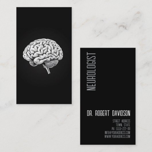 神経科医モダンはっきりした 名刺 (正面/裏面)