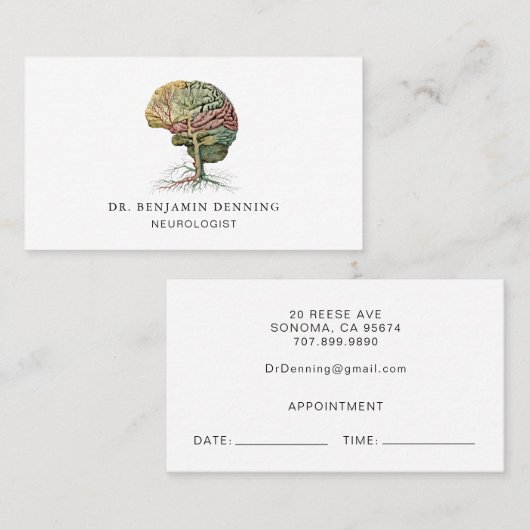 神経科医業及びアポイントメントカード 名刺 (正面/裏面)