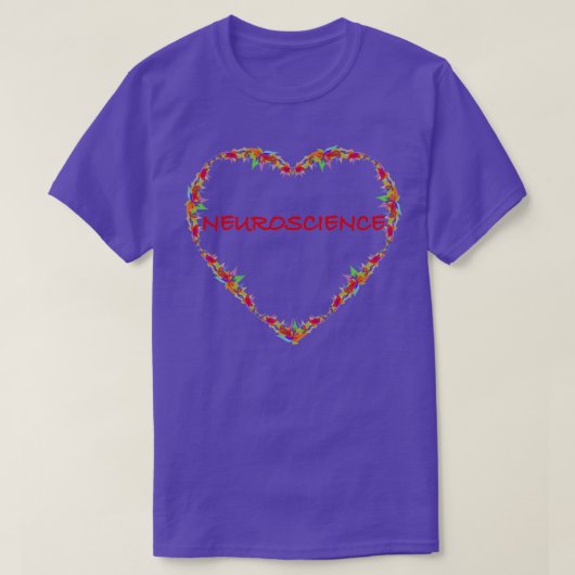 神経科学ハートデザインフローラデザイン Tシャツ (デザイン正面)
