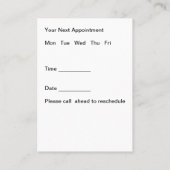 神経筋セラピストアポイントメントカード 予約カード (裏面)