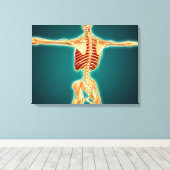 神経系を持つ人間の骨格のバックビュー キャンバスプリント (インサイチュ (ウッドフロア))