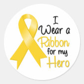 神経芽腫がん私のヒーローの衣服のリボンを ラウンドシール (正面)