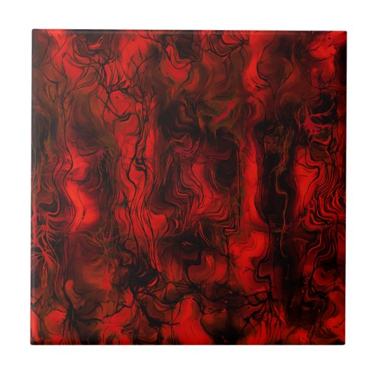神経質なエナジー抽象芸術アート赤と黒。 タイル (正面)
