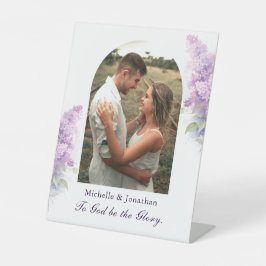 神結婚への写真はキリスト教の栄光薄紫 台座サイン