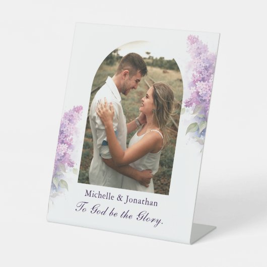 神結婚への写真はキリスト教の栄光薄紫 台座サイン (正面)