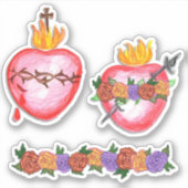 神聖で無垢なハートバラ シール (正面)