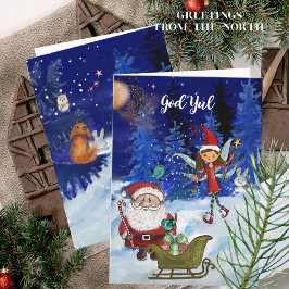 神聖なるクリスマス ユールニッセとサンタの冬の魔法 シーズンカード