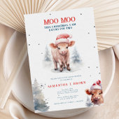 神聖なる牛ハイランドカウ エレガントな冬のベイビーシャワー 招待状