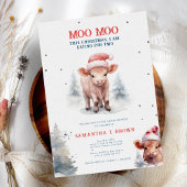 神聖なる牛ハイランドカウ エレガントな冬のベイビーシャワー 招待状