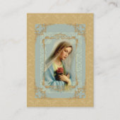 神聖なカード|赤いバラ|の金ゴールドのダマスク織を持つ私達の女性 名刺 (正面)