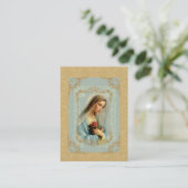 神聖なカード|赤いバラ|の金ゴールドのダマスク織を持つ私達の女性 名刺 (スタンド正面)