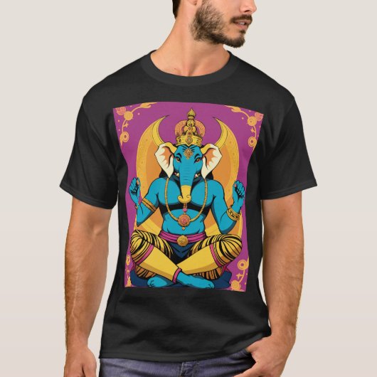 神聖なガネーシャ ポップアート Tシャツ (正面)