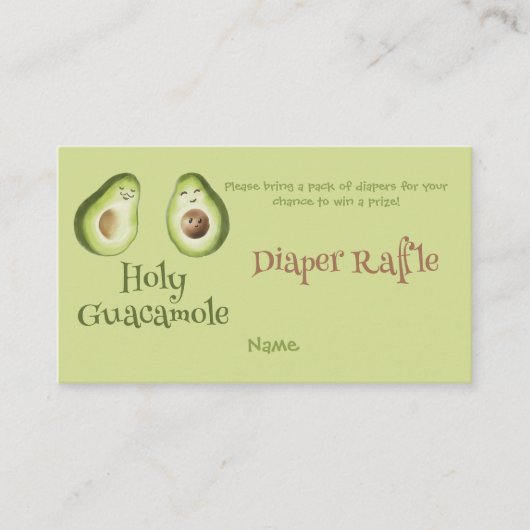 神聖なグアカモールアボカドオムツラッフルシャワーゲーム エンクロージャーカード (正面)
