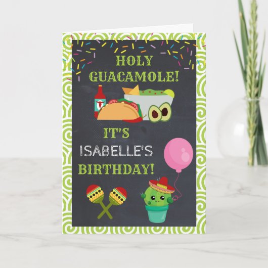神聖なグアカモーレのかわいいサボテンの誕生日 カード (正面)