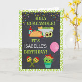 神聖なグアカモーレのかわいいサボテンの誕生日 カード (黄色い花)