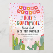 神聖なグアカモーレのサボテンのフェスタのブライダルシャワー 招待状 (正面/裏面)