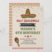 神聖なグアカモーレの誕生日のパーティの招待状 招待状 (正面/裏面)